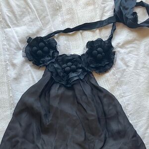 Black sheer ribbon halter top